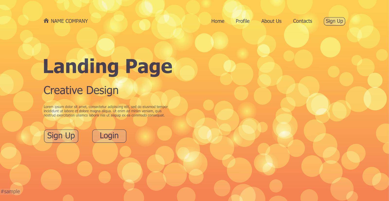 Landing page one page creative bokeh website web page design - Vector illustration