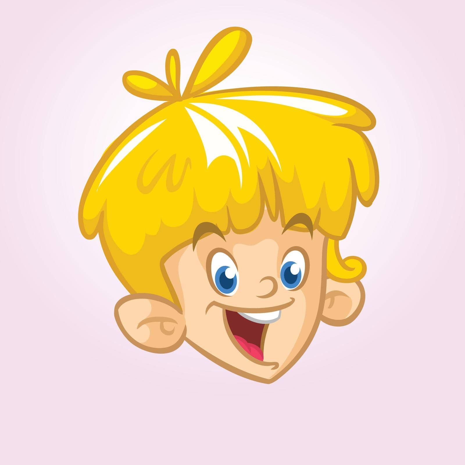 Cartoon small blond boy. Vector illustration of young teenager outlined. Boy head icon