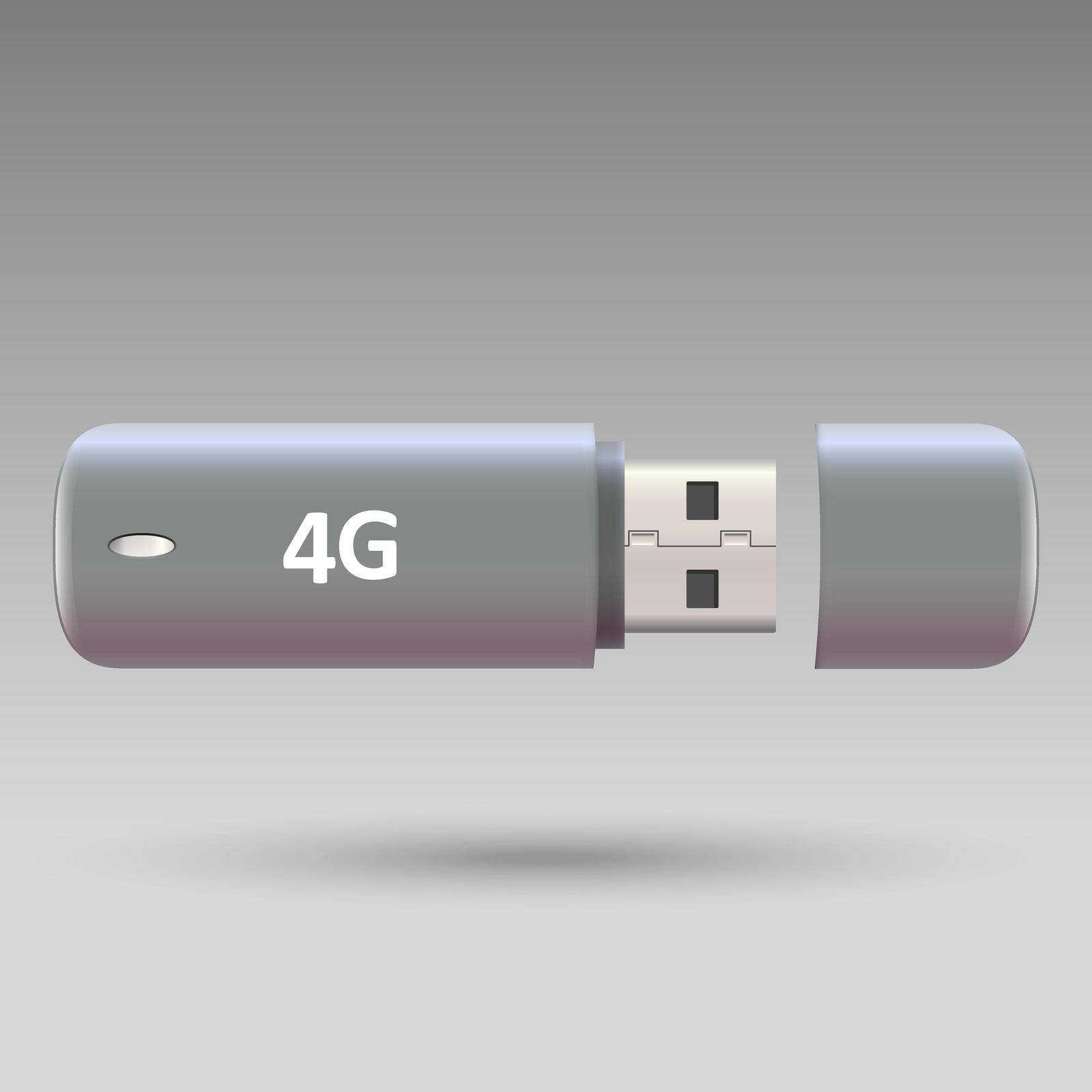 USB wireless modem, 4G Portable Internet modem.Vector illustration