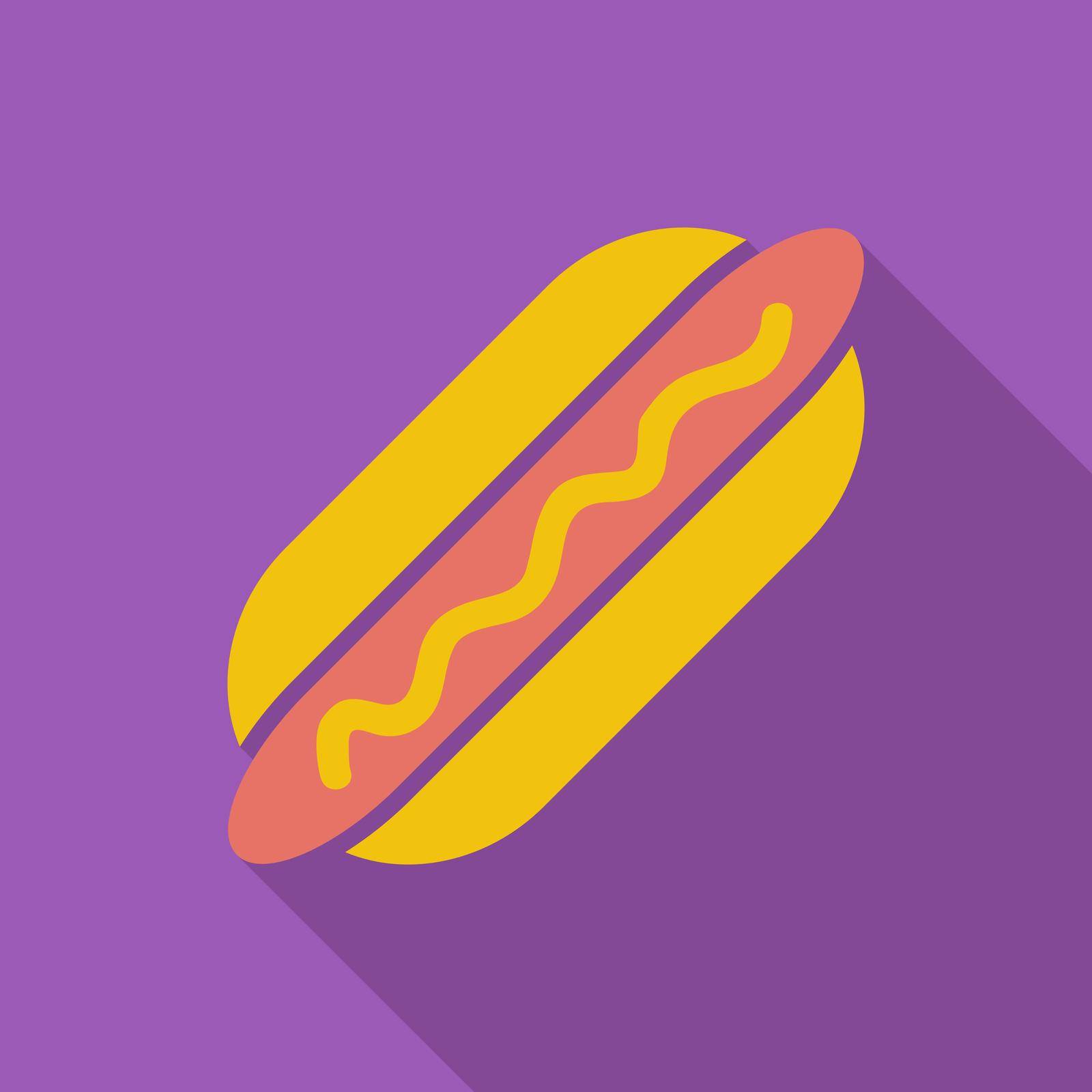 Hot dog icon. Flat vector related icon with long shadow for web and mobile applications. It can be used as - logo, pictogram, icon, infographic element. Vector Illustration.