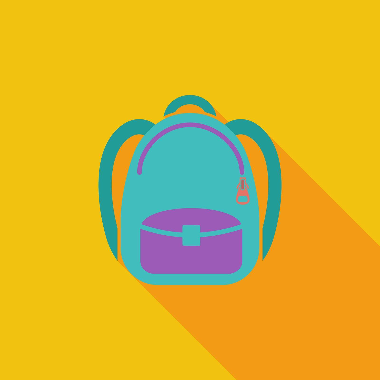 Schoolbag icon. Flat vector related icon with long shadow for web and mobile applications. It can be used as - logo, pictogram, icon, infographic element. Vector Illustration.