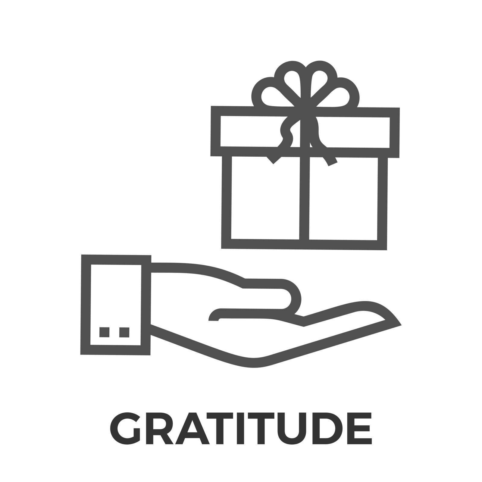 Gratitude Thin Line Vector Icon Isolated on the White Background.