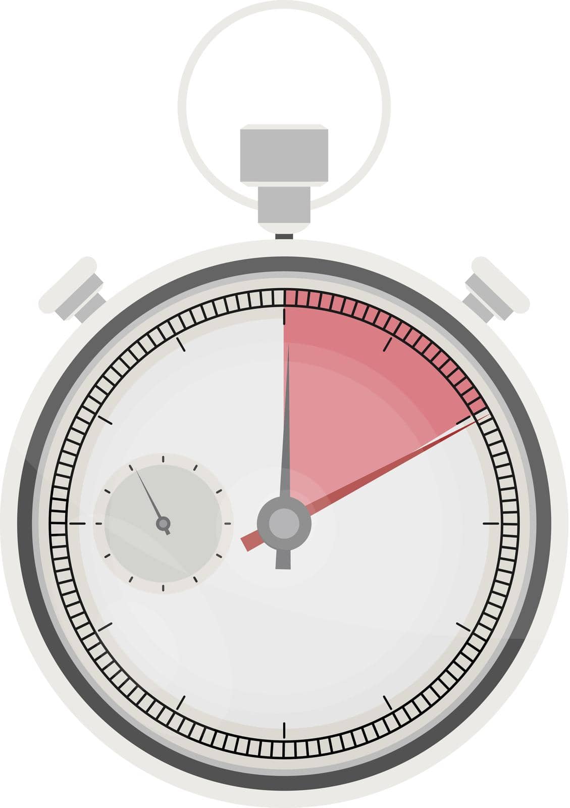 Highlighted five seconds on stopwatch. Vector five minute clock, number chronometer, quick measurement, precision timepiece illustration by Javvani