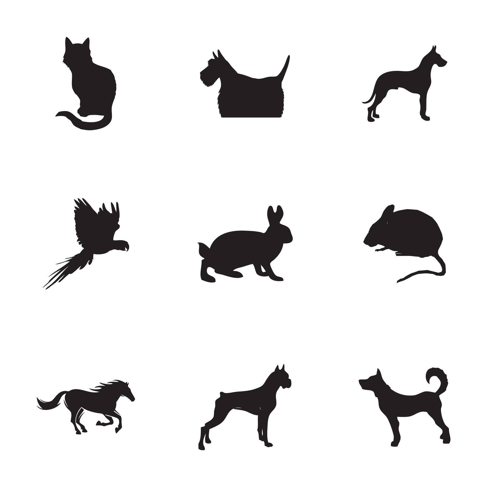Vector pet icons set on white background
