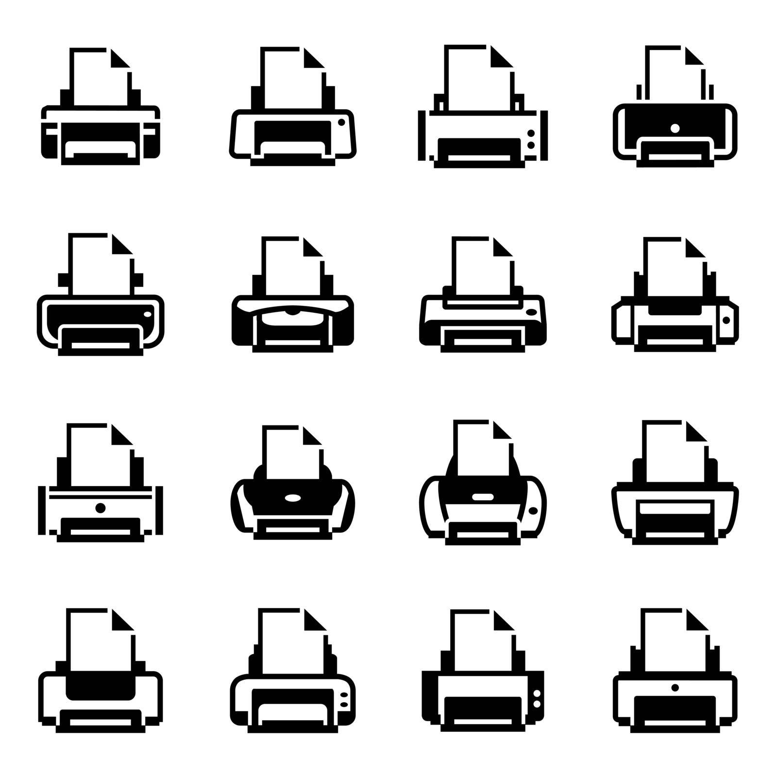 Vector Printer icon set on white background