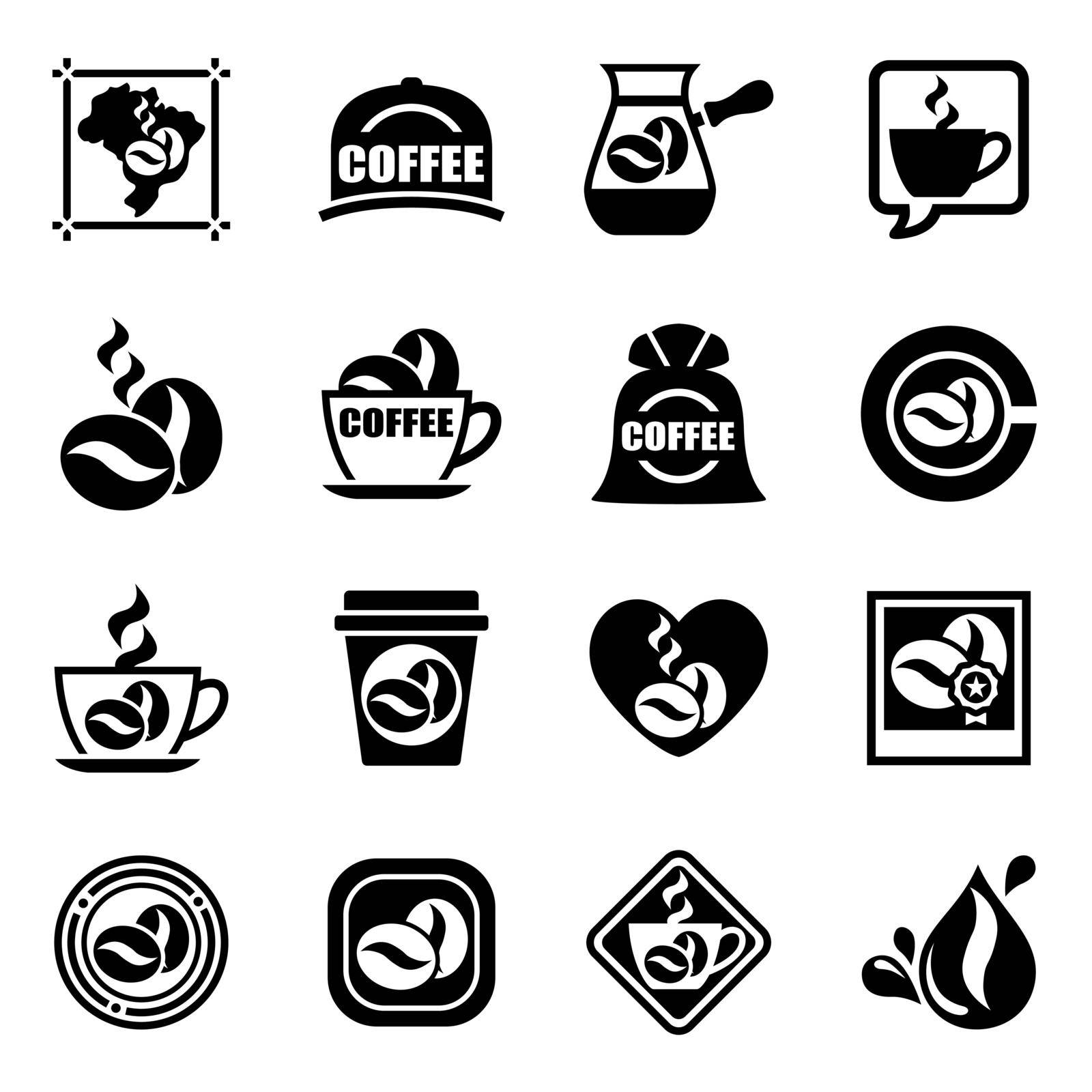 Vector Coffe icon set on white background