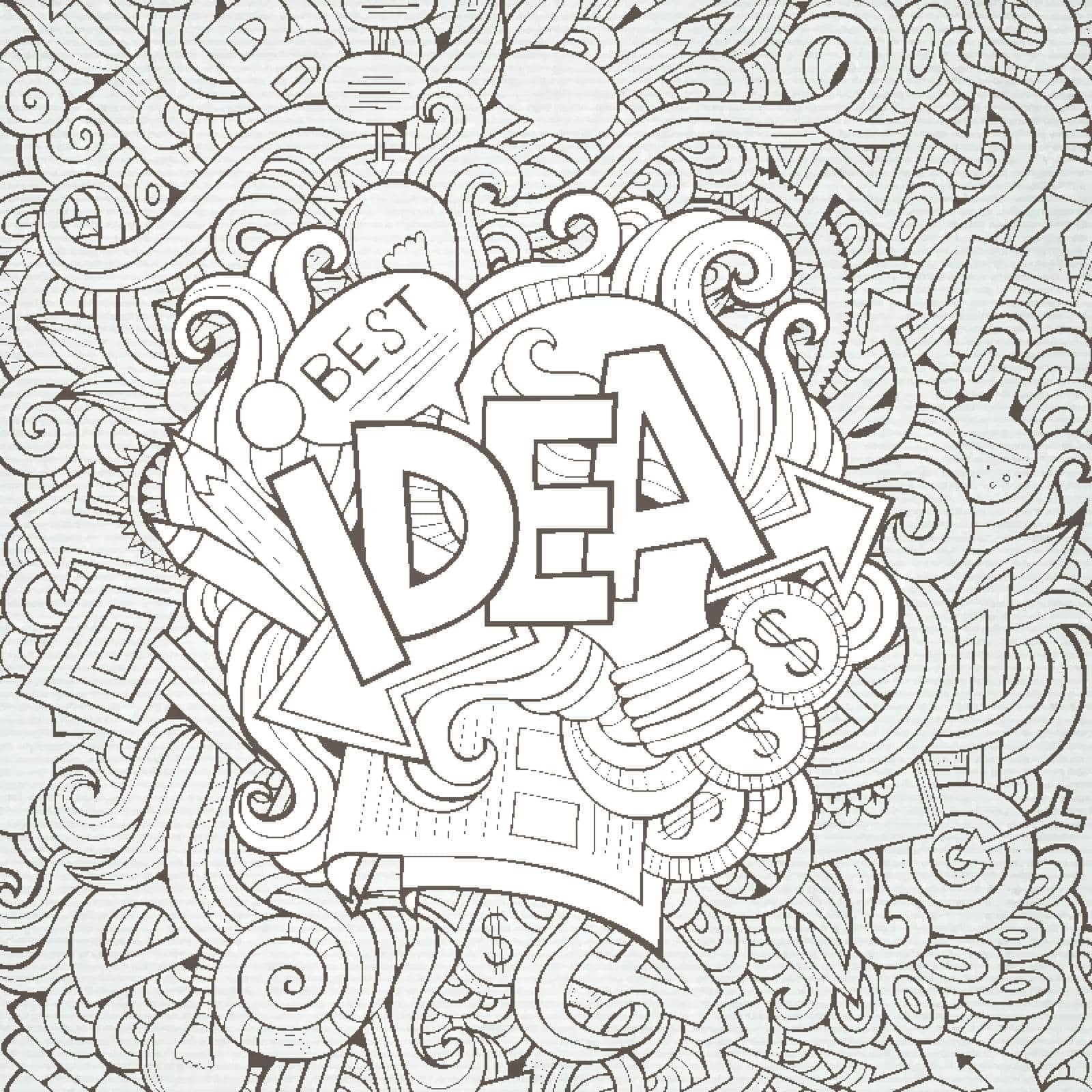 Idea hand lettering and doodles elements background. Vector illustration