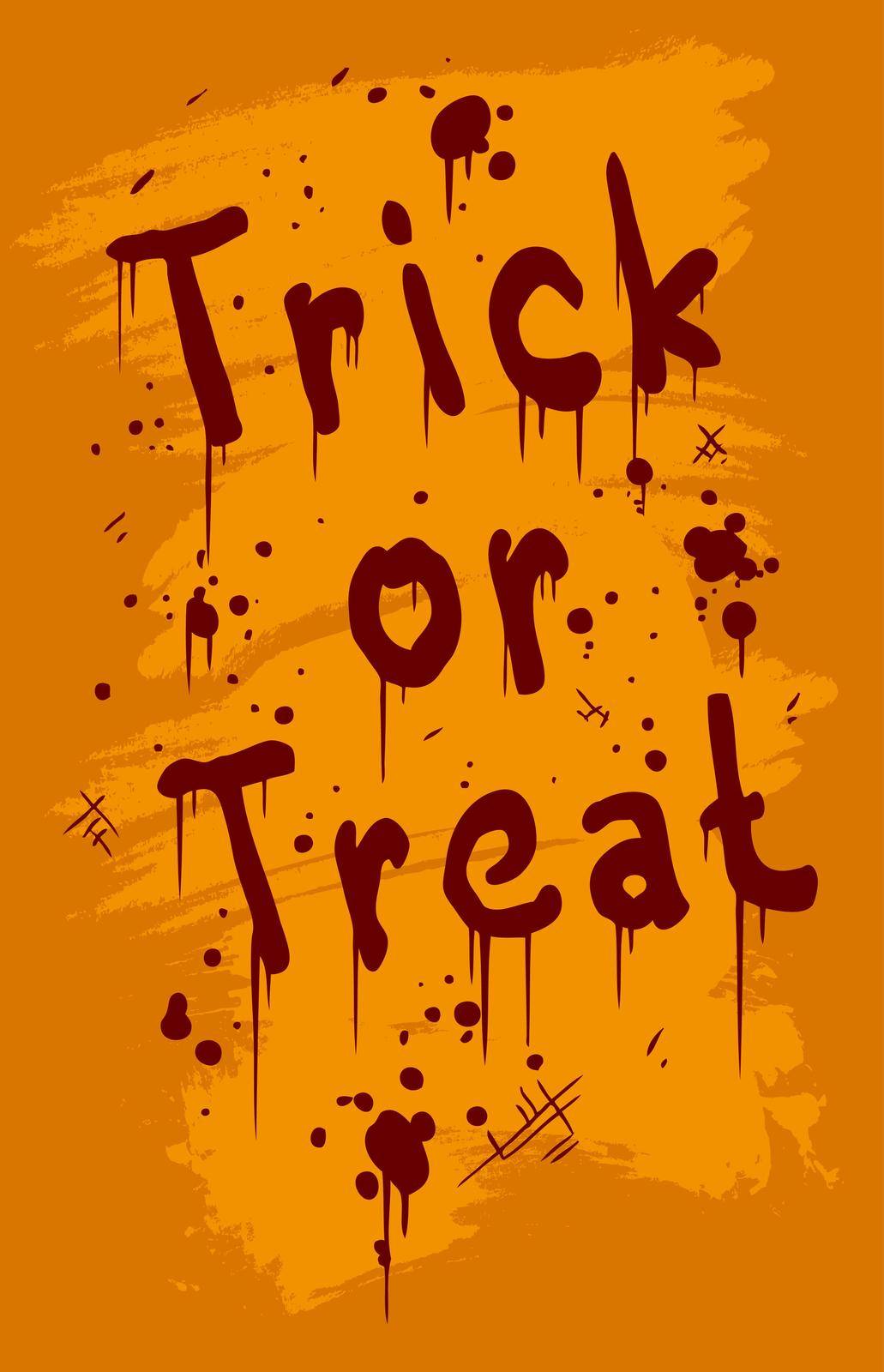 Graphic hand drawn orange sign Trick or Treat by GB_Art