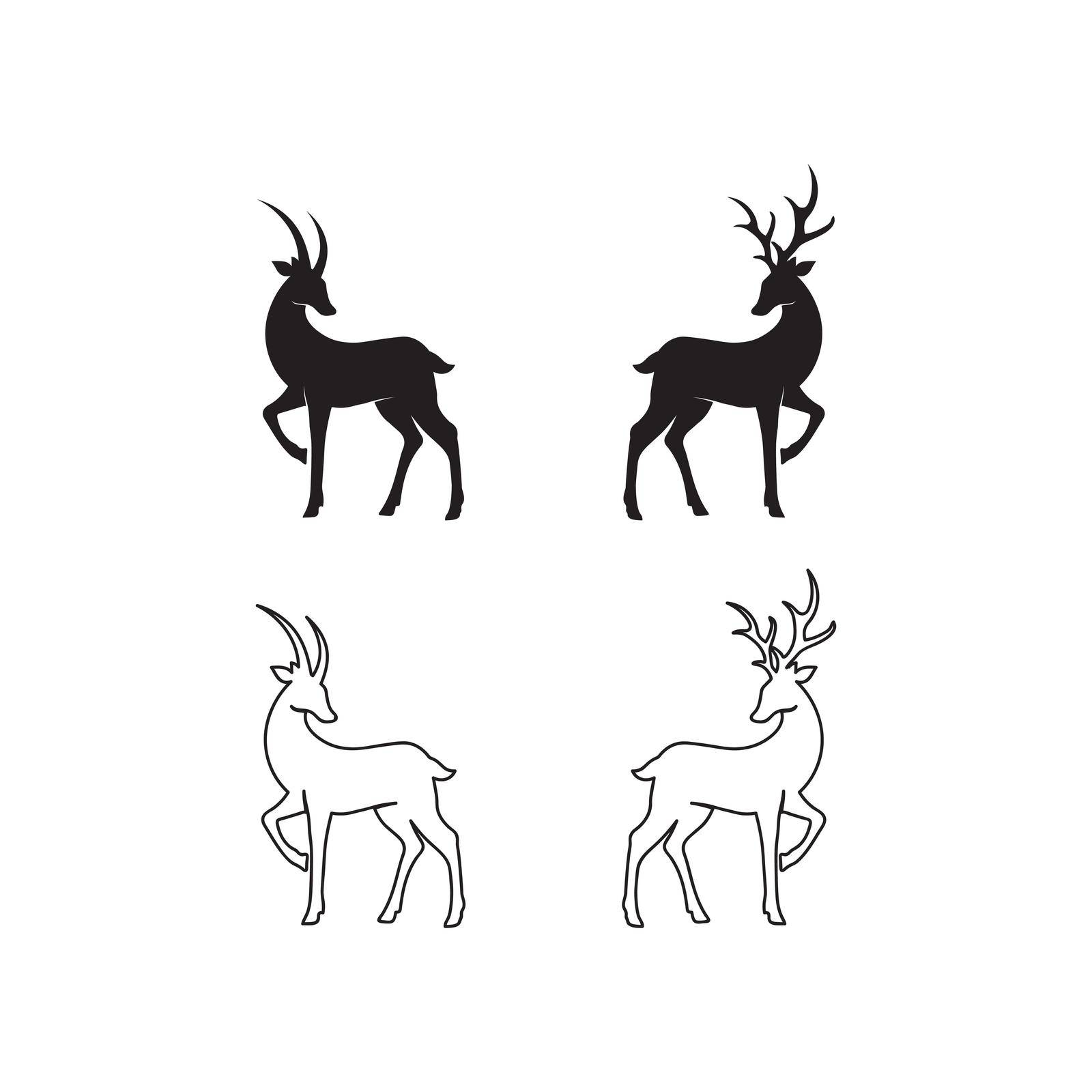 deer logo animal horn and mammal design and graphic vector
