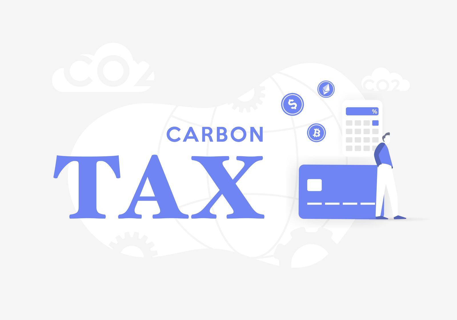 Carbon Tax concept illustration. Global Co2 Taxation for Nature Pollution and cap and trade programs. Greenhouse gas - GHG payment fee. Vector illustration in flat design