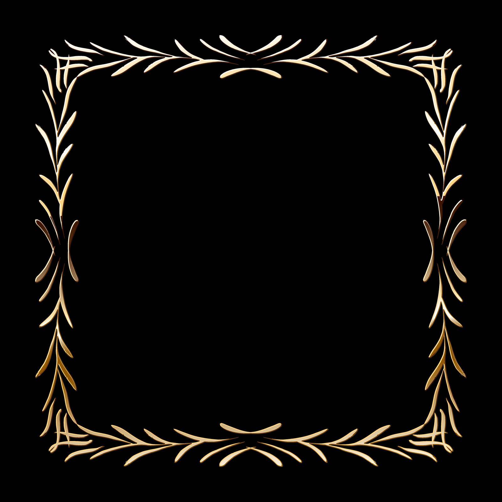 Vector luxury golden frame. Ornamental shiny gold decorative design element. Vector illustration