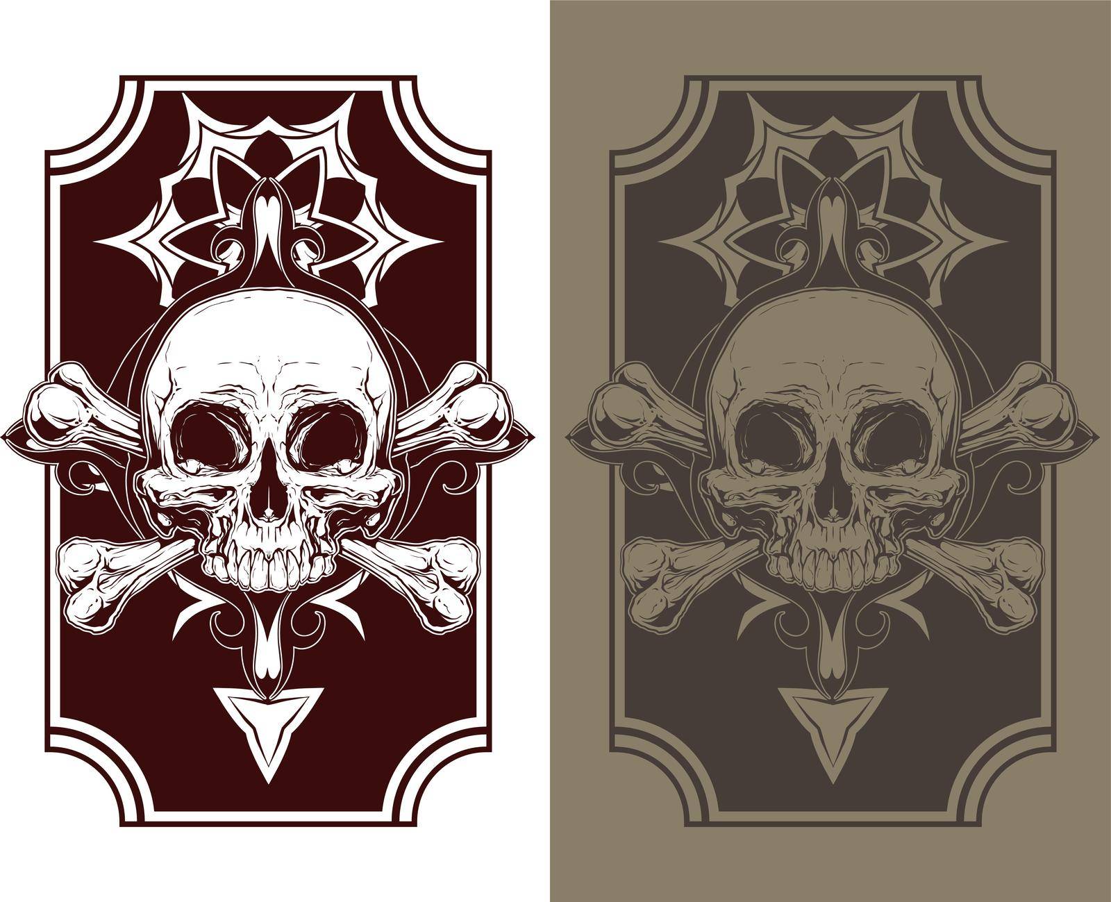 A vector illustration of Awesome tattoo skull and bones set
