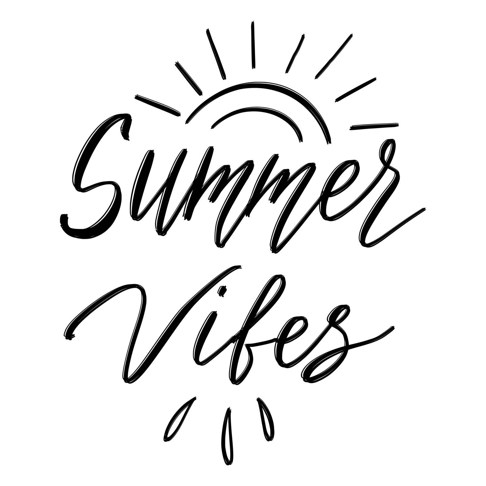 Summer vibes, Hand drawn Summer Lettering for Print, Greeting cards, apparel design. by iliris