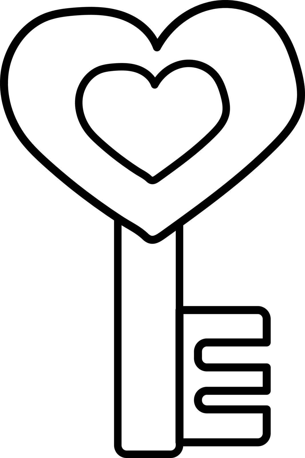 vector illustration of the contour of the key of the heart by Eldashev