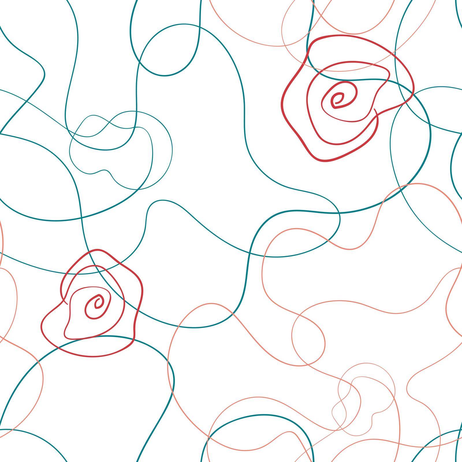 Abstract poppy seamless pattern in line-art trend by Xeniasnowstorm