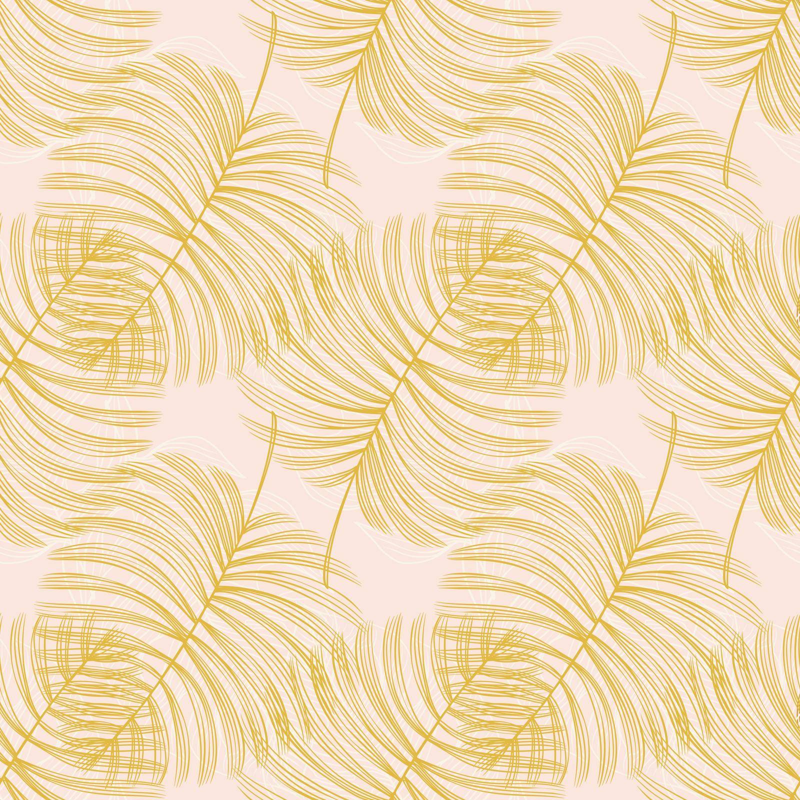 Vector Tropical Leaves Hand drawn Seamless Pattern. Paradise Botanical Textile or Wrapping paper and Wallapaper Surface Design. Vector illustration