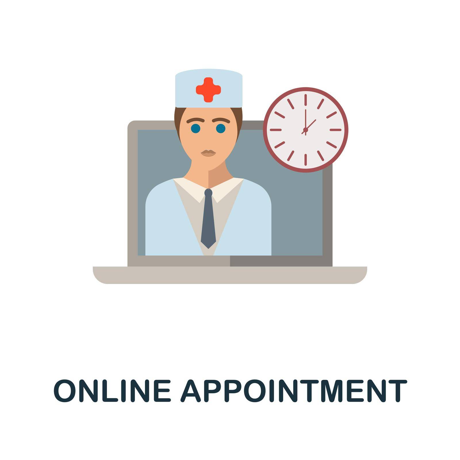 Online Appointment flat icon. Colored element sign from hospital collection. Flat Online Appointment icon sign for web design, infographics and more. by simakovavector