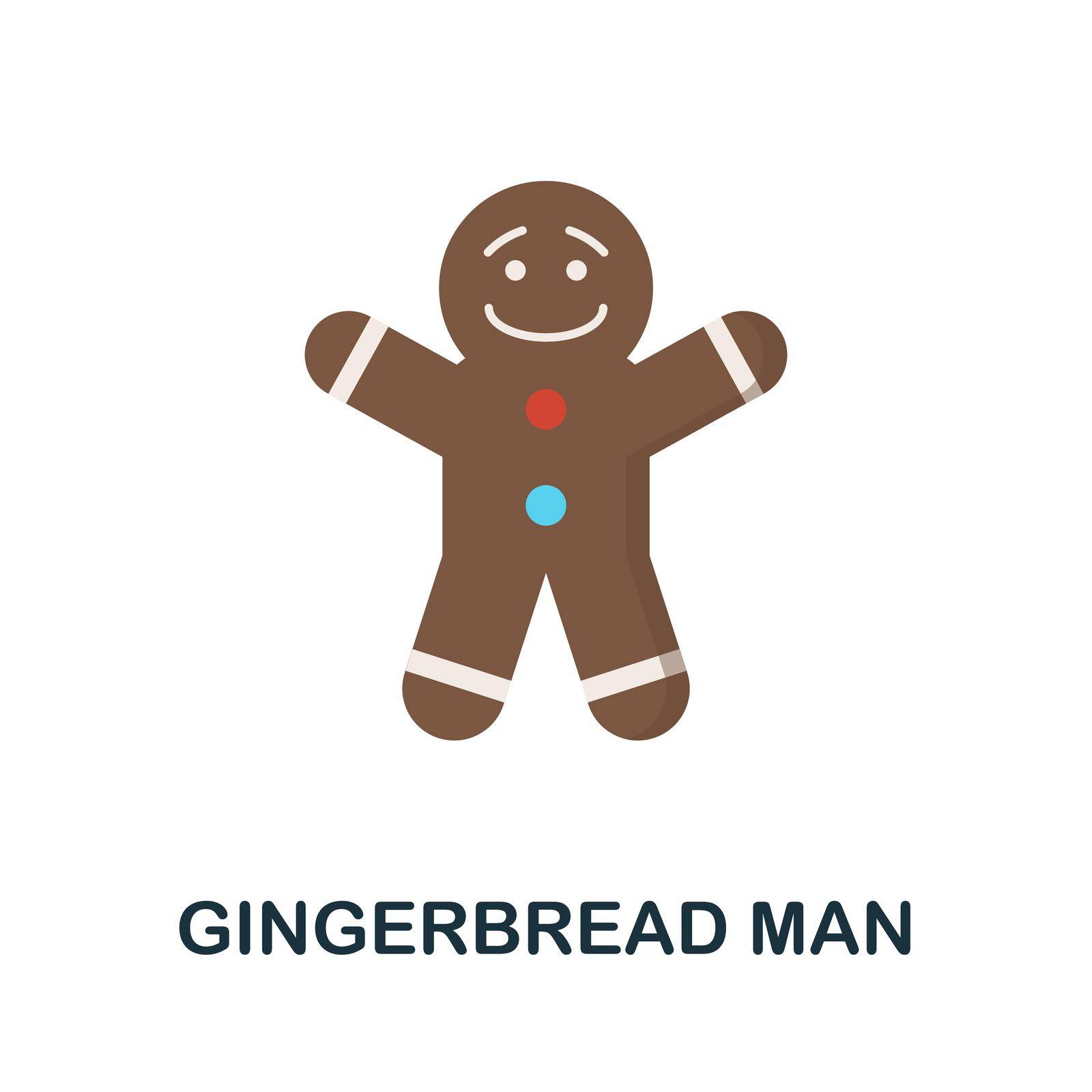 Gingerbread Man flat icon. Simple colors elements from christmas collection. Flat Gingerbread Man icon for graphics, wed design and more.