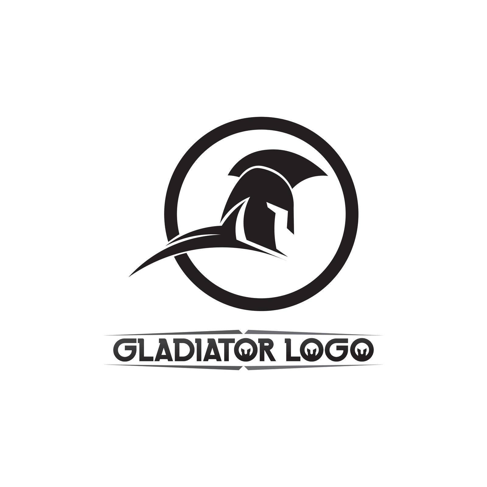 spartan logo black Glaiator and vector design helmet and head black by Anggasaputro