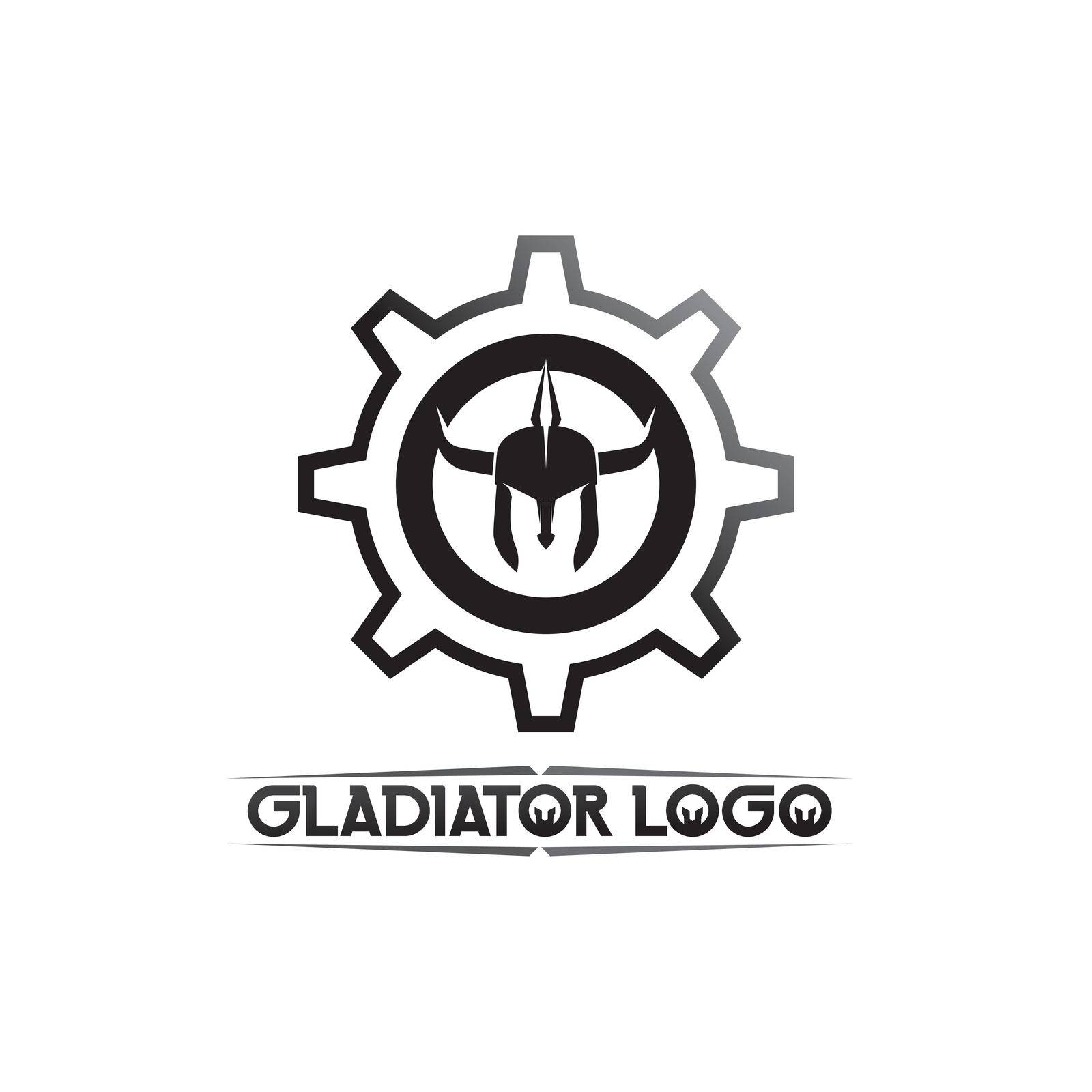 spartan logo black Glaiator and vector design helmet and head black by Anggasaputro
