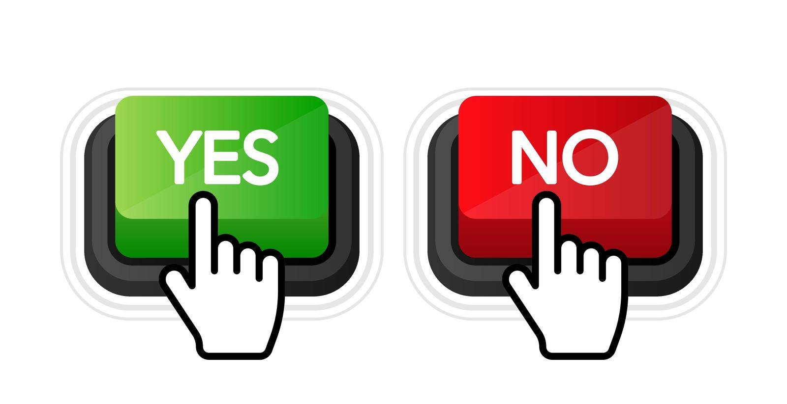 Yes and No button. Approved and Rejected. Positive feedback concept. 3D flat button. Vector illustration