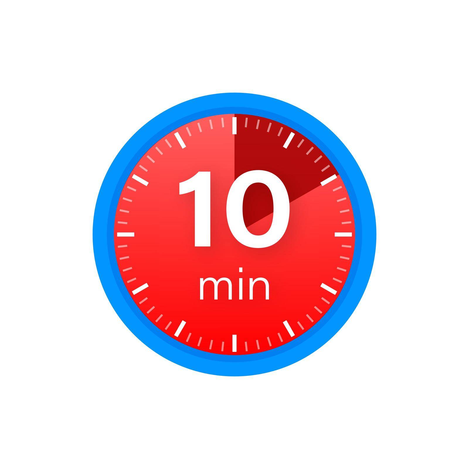 The 10 minutes, stopwatch vector icon. Stopwatch icon in flat style on a white background. Vector stock illustration.