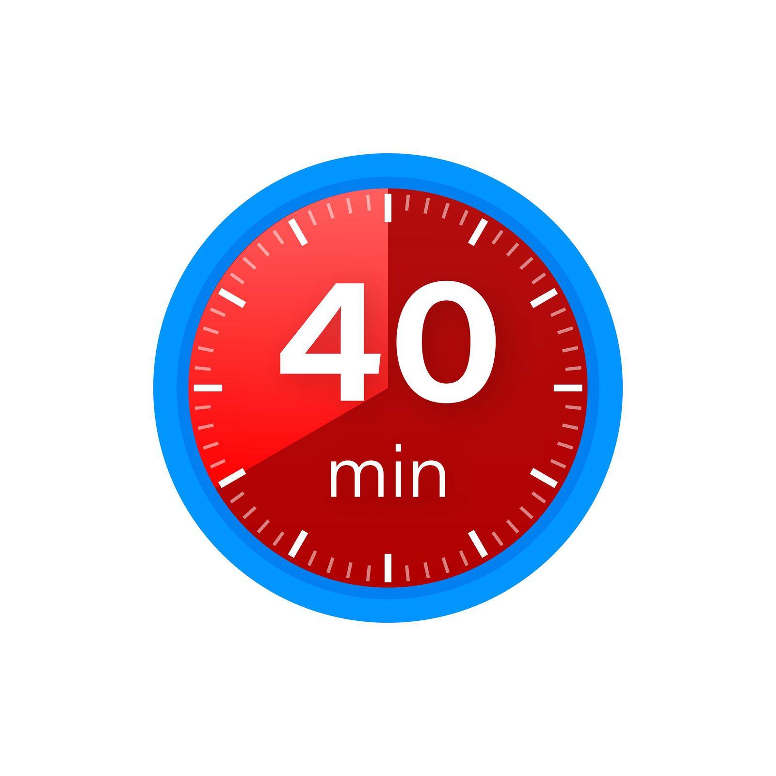 The 40 minutes, stopwatch vector icon. Stopwatch icon in flat style on a white background. Vector stock illustration. by Vector-Up
