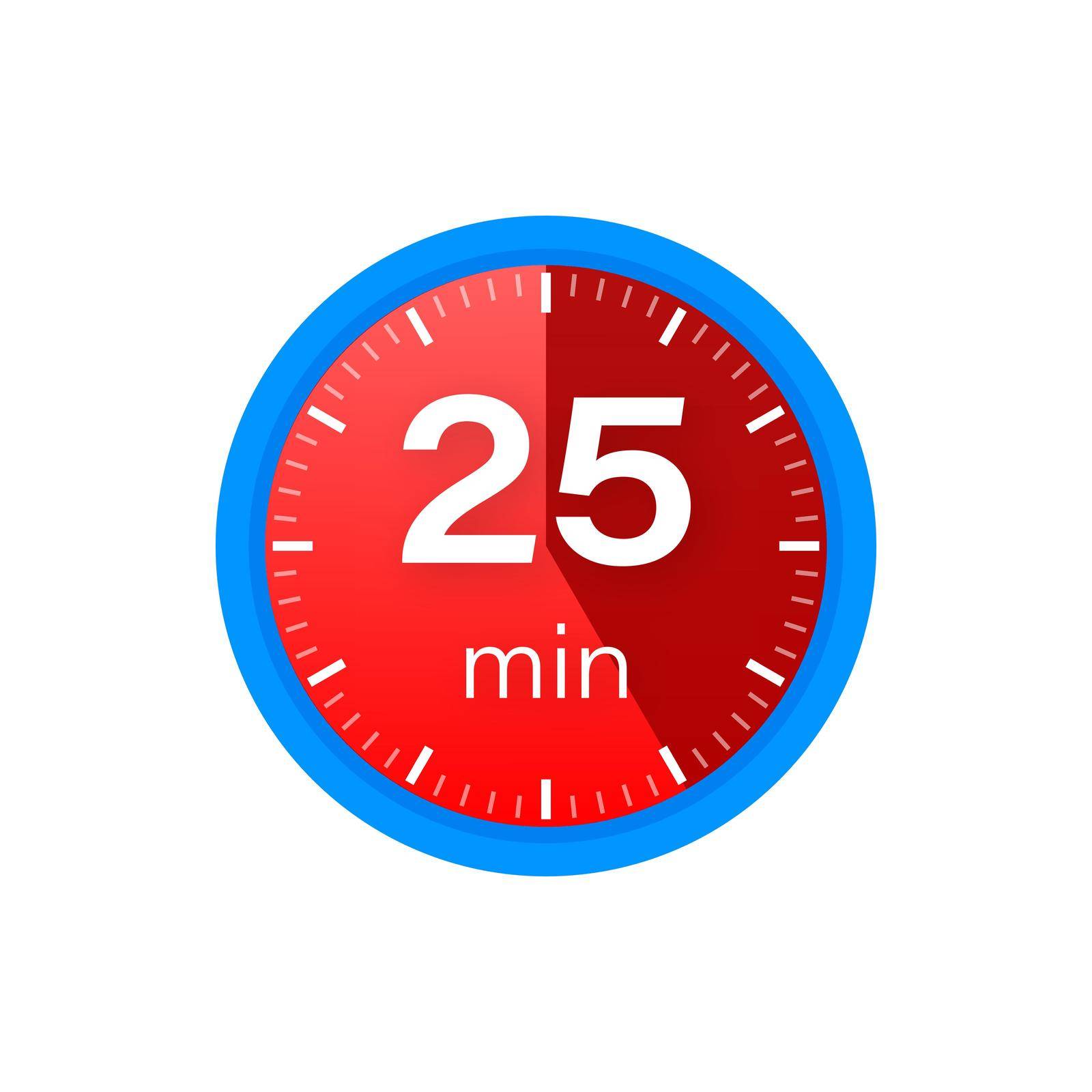 The 25 minutes, stopwatch vector icon. Stopwatch icon in flat style on a white background. Vector stock illustration. by Vector-Up