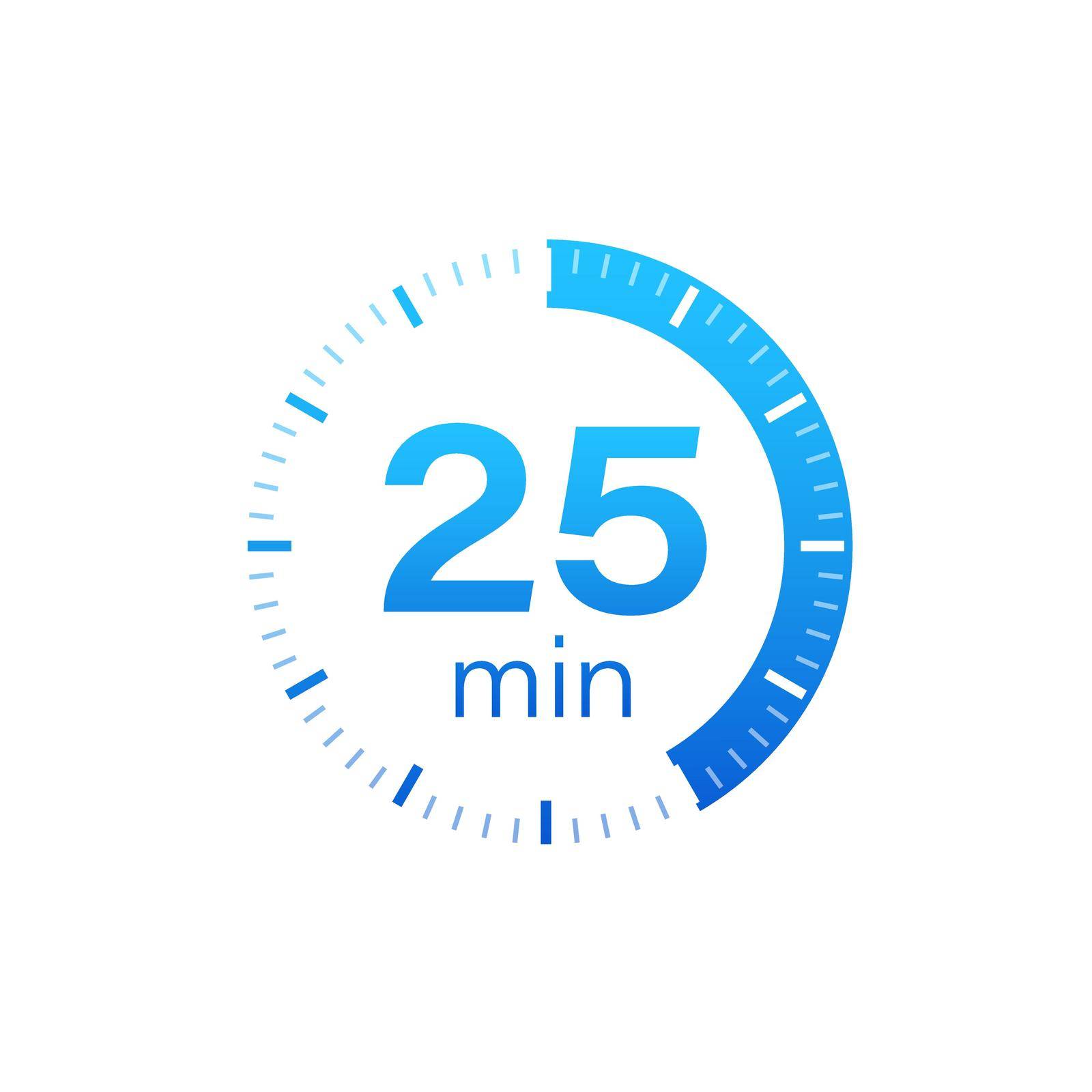 The 25 minutes, stopwatch vector icon. Stopwatch icon in flat style on a white background. Vector stock illustration
