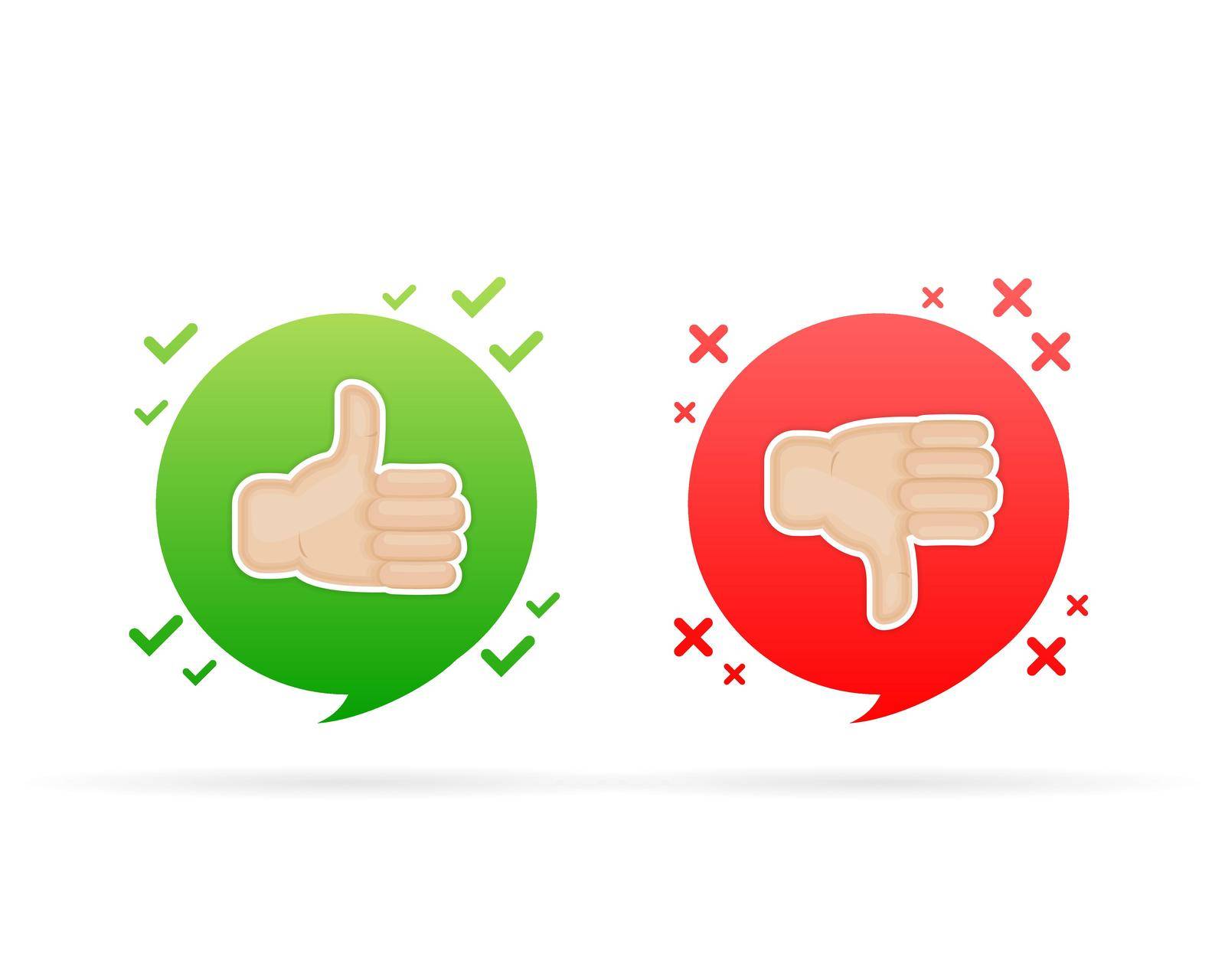 Yes and No check marks icon on white background. Flat simple style trend modern red and green checkmark by Vector-Up