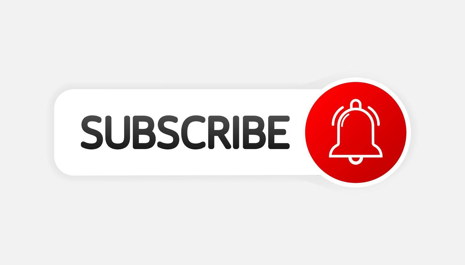 Text Box and Subscribe Button Template with the notification bell. Button on white background.