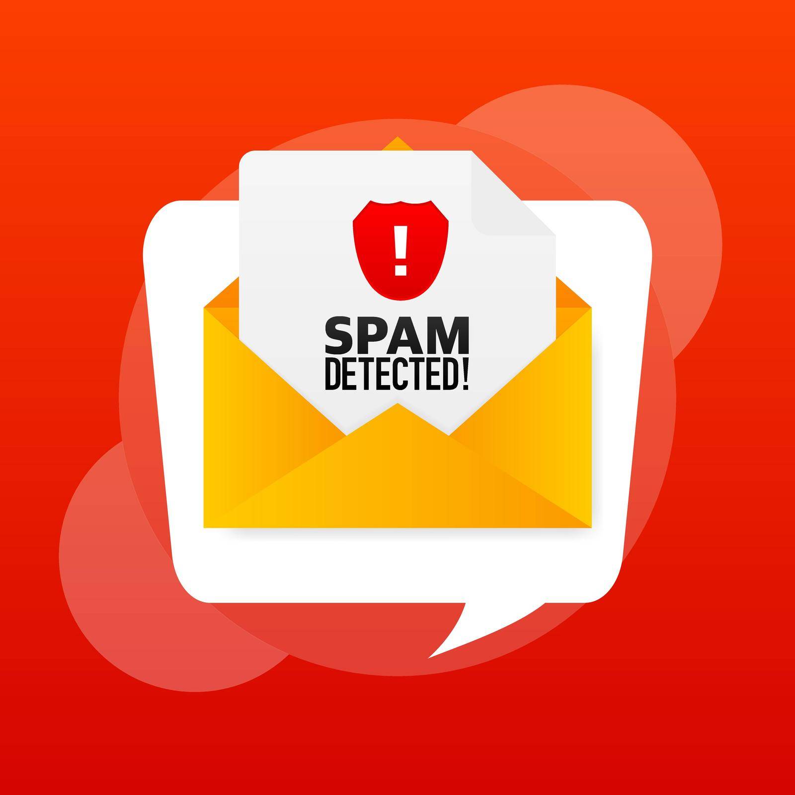 Red spam detected icon. Phishing scam. Hacking concept. Cyber security concept. Alert message by Vector-Up