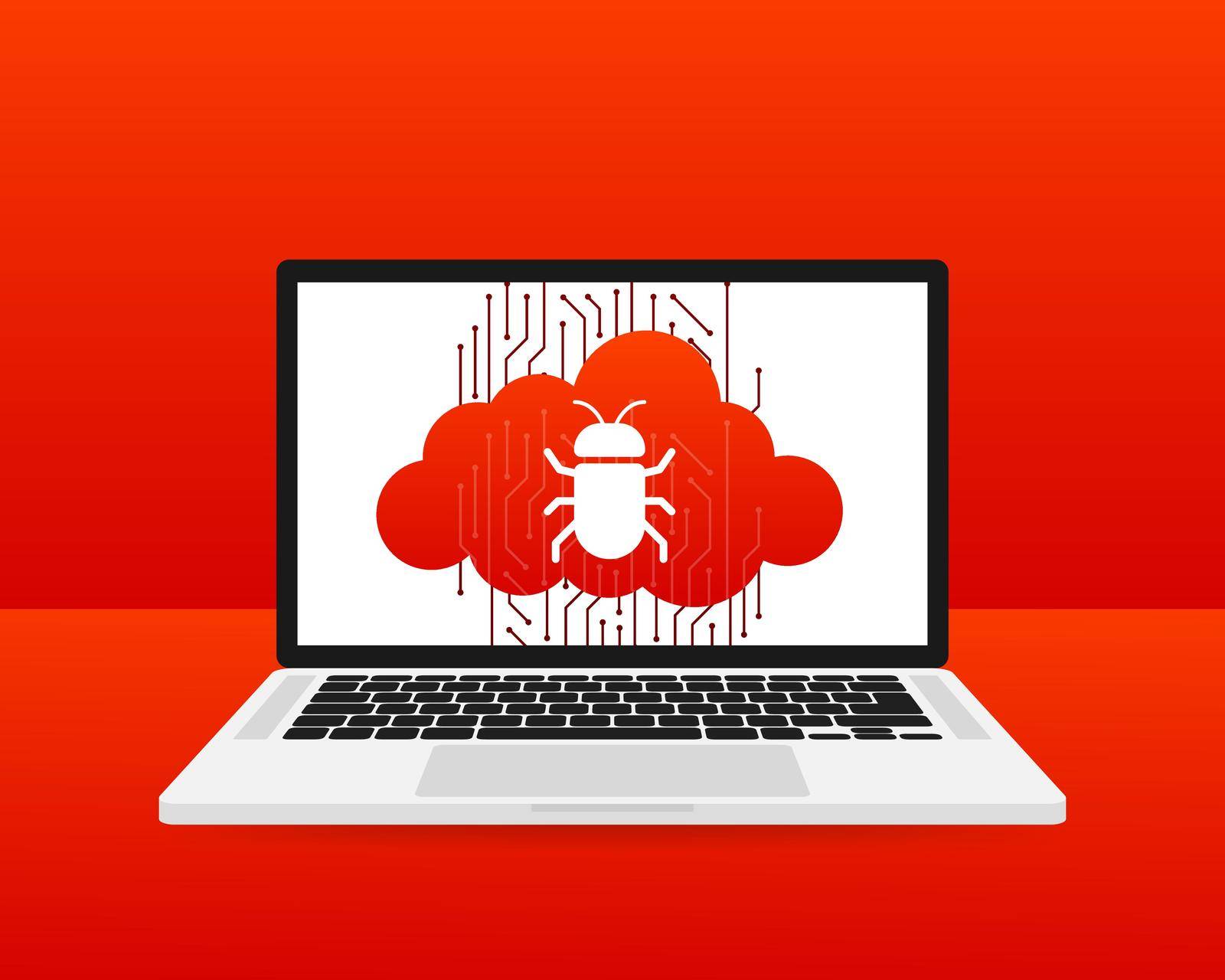 Virus cloud. Searching virus. Microbe icon Cyber secure