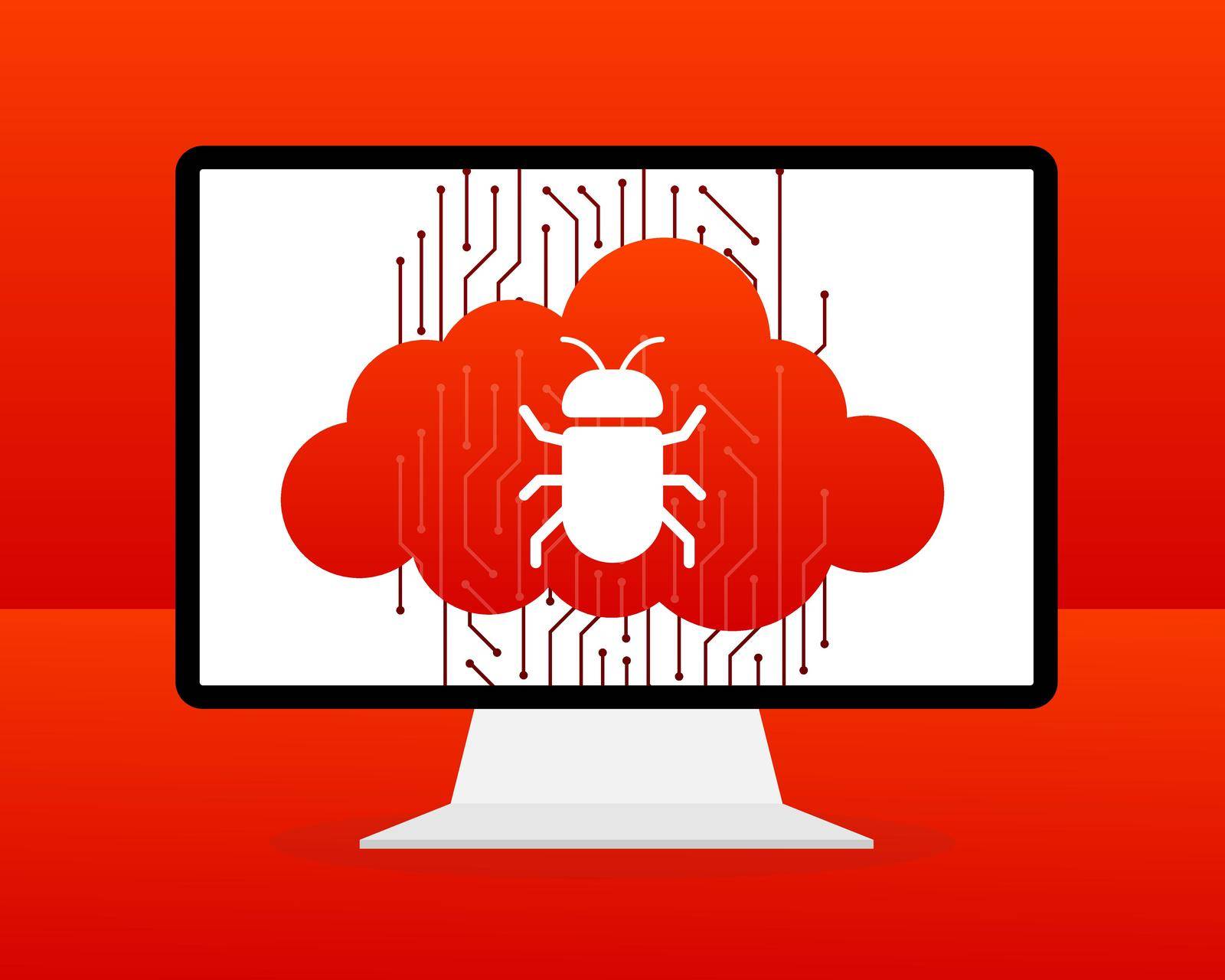 Virus cloud. Searching virus. Microbe icon Cyber secure