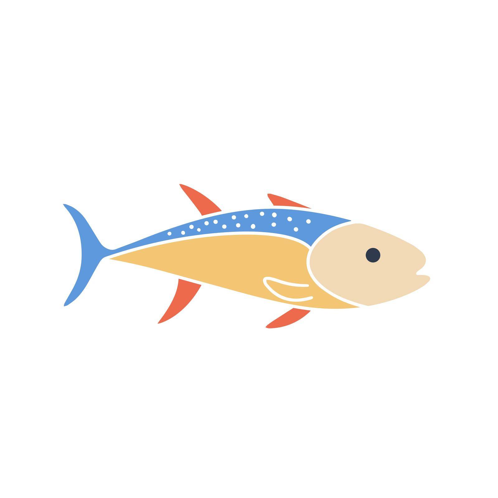 Fish color icon isolated vector illustration by TassiaK