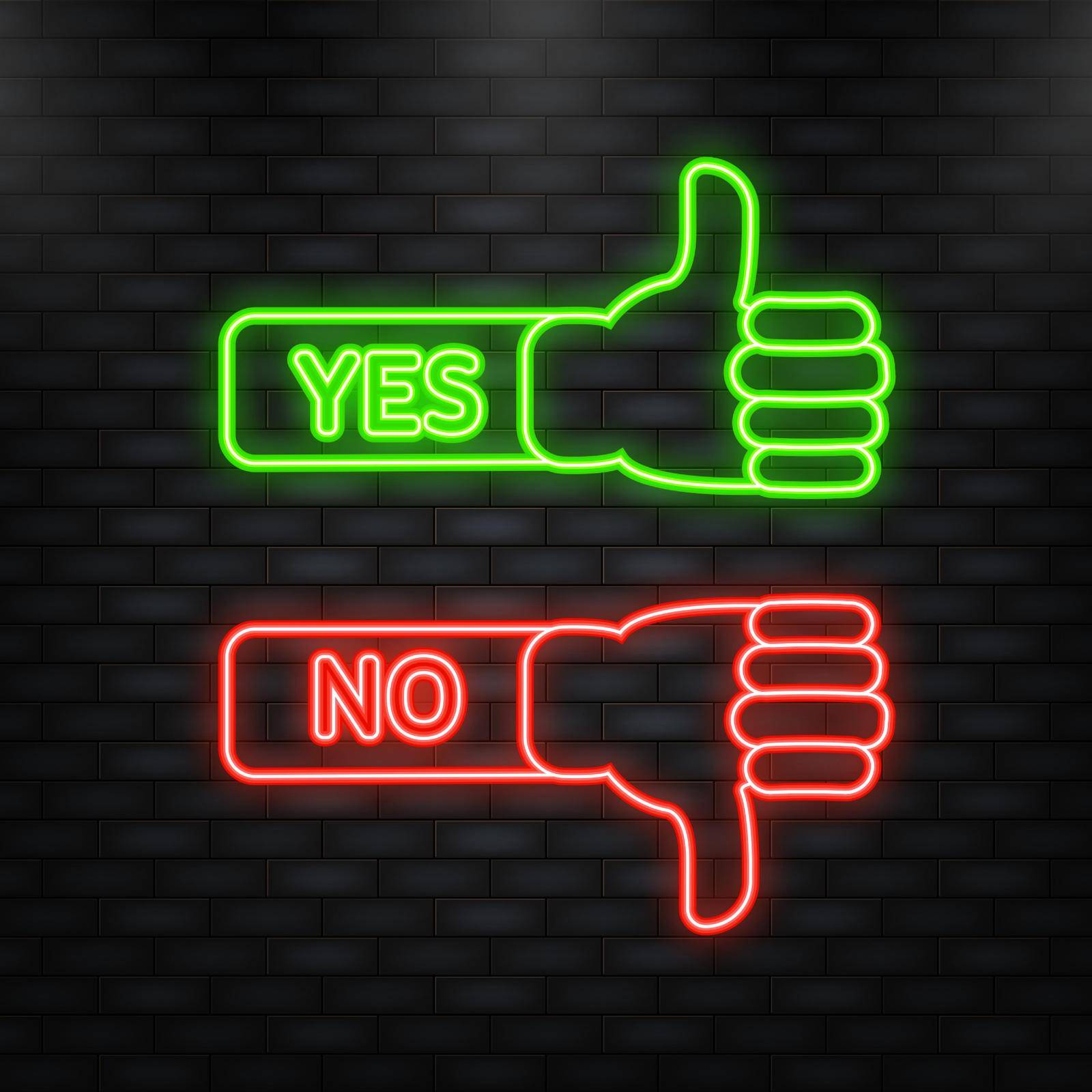 Neon Icon. Yes or no doodle green and red illustration on white background. Vector illustration by Vector-Up