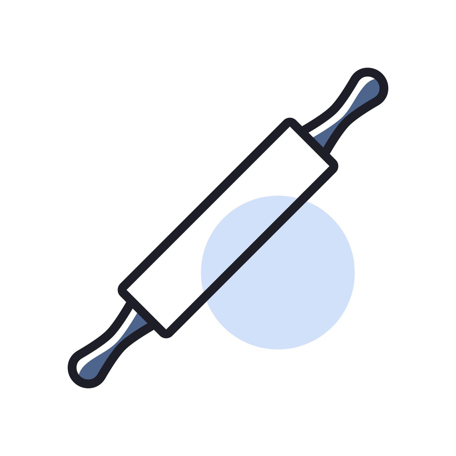 Wooden rolling pin plunger vector icon. Kitchen appliance. Graph symbol for cooking web site design, logo, app, UI