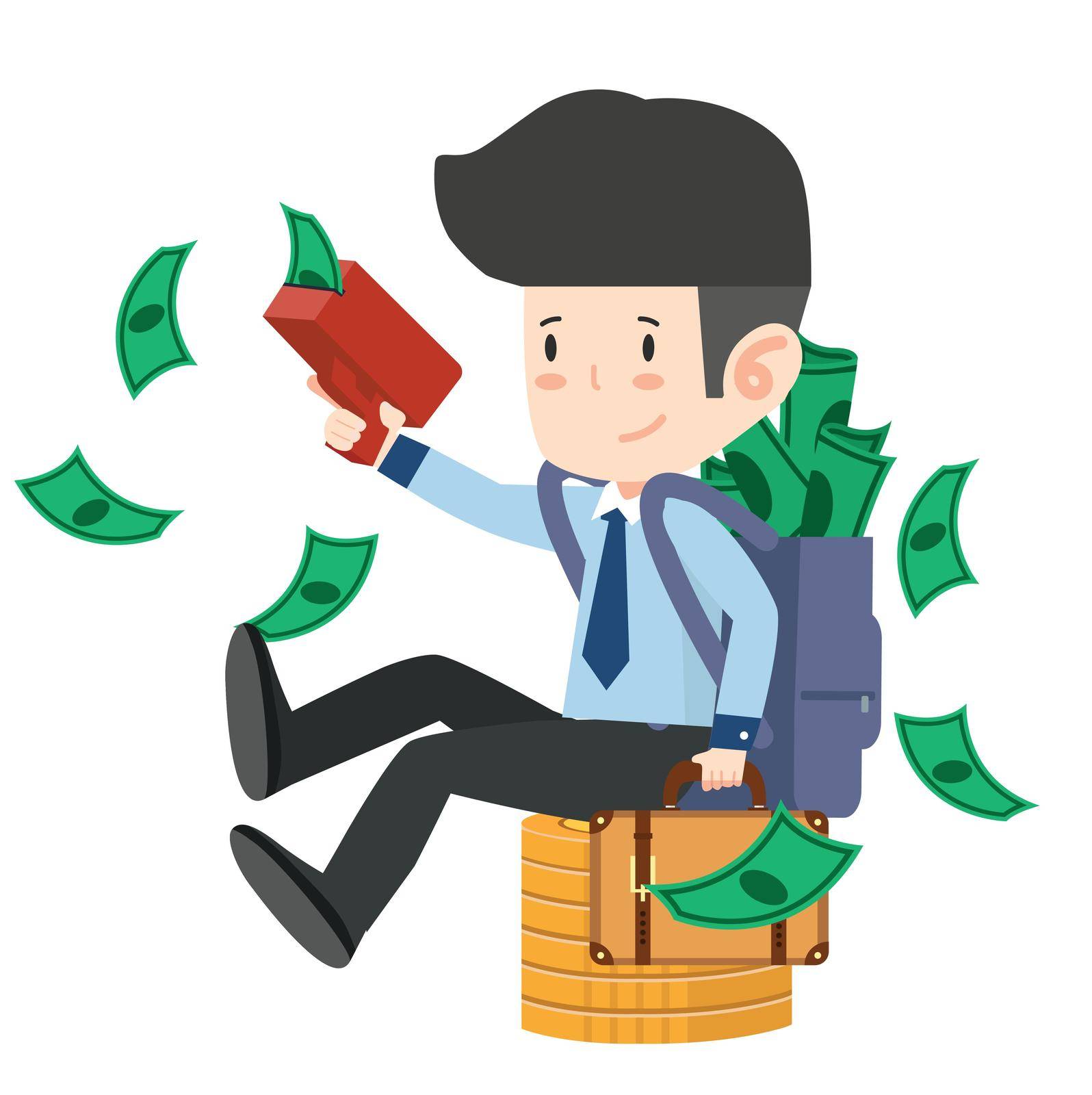 businessman  With Money Gun Cartoon concept by focus_bell