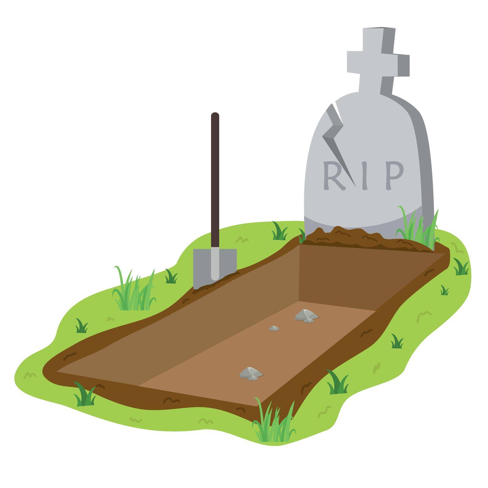 open grave and headstone Concept for Halloween day by focus_bell
