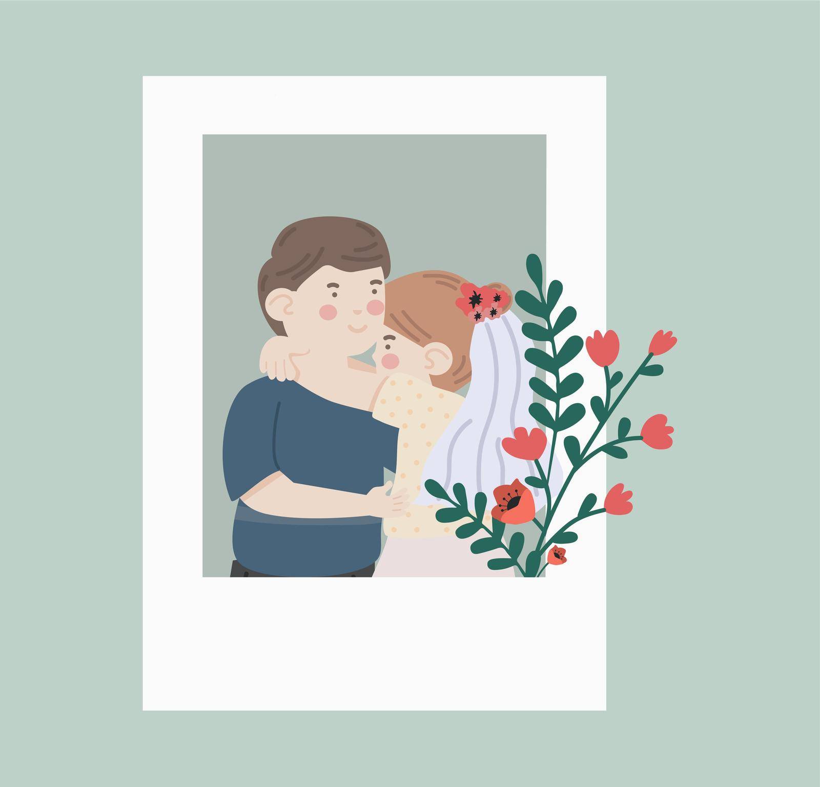 Man with women hug Couple wedding character   by focus_bell
