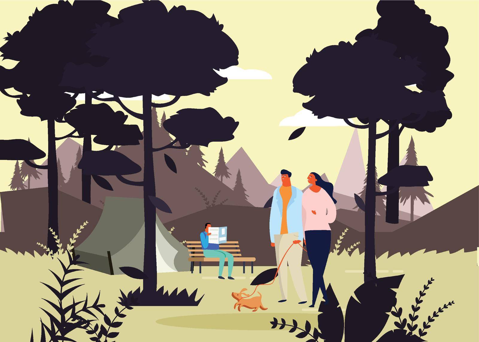 lifestyle painting people relaxing park icons by Vinhsino