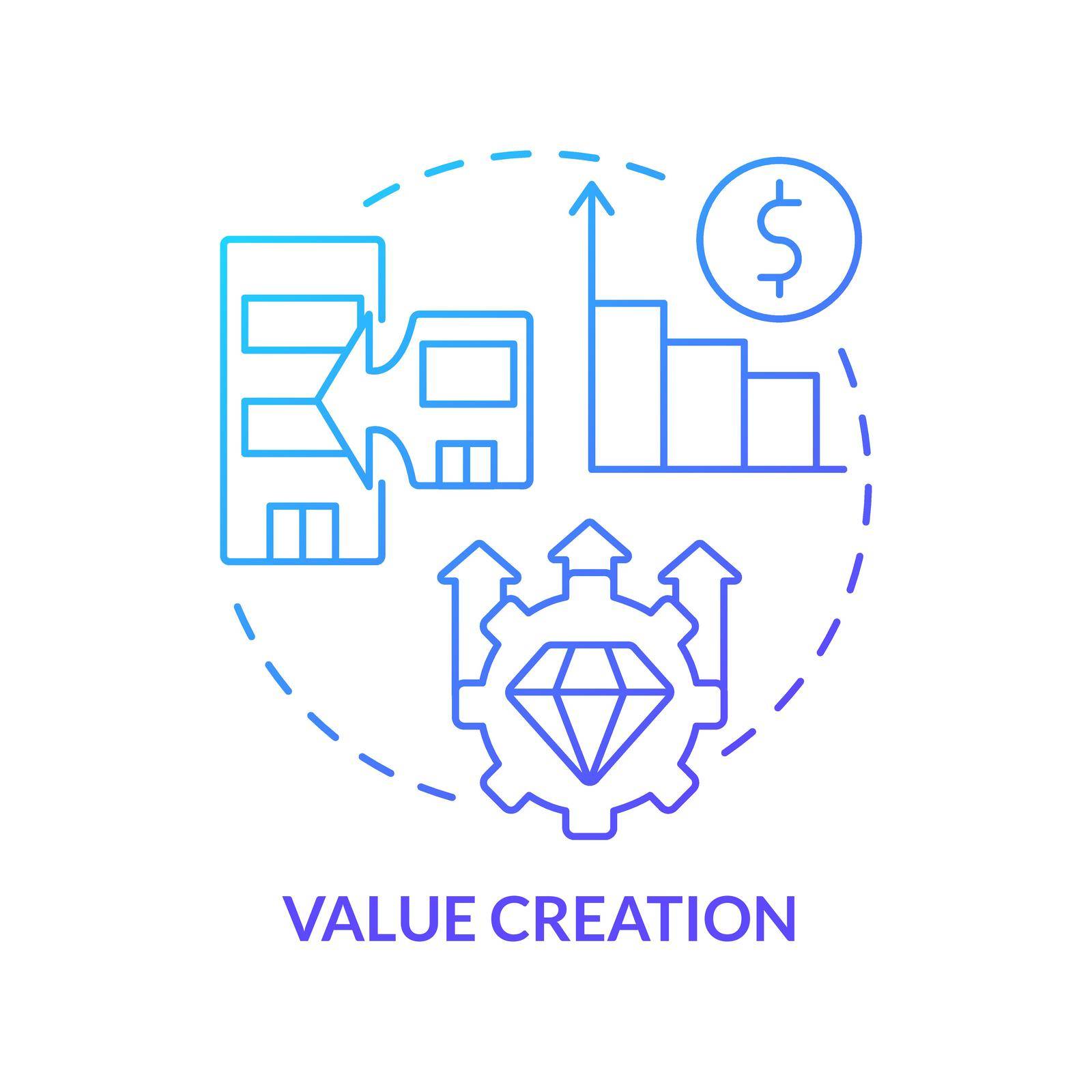 Value creation blue gradient concept icon by bsd