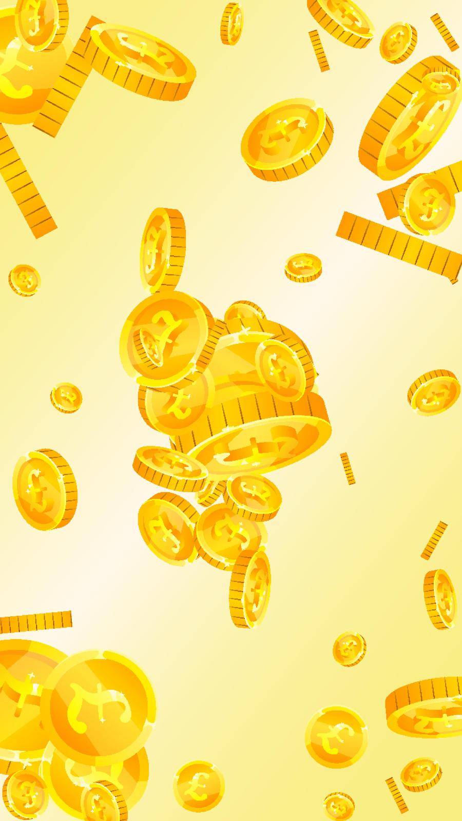 British pound coins falling. Memorable scattered GBP coins. United Kingdom money. Outstanding jackpot, wealth or success concept. Vector illustration. by beginagain