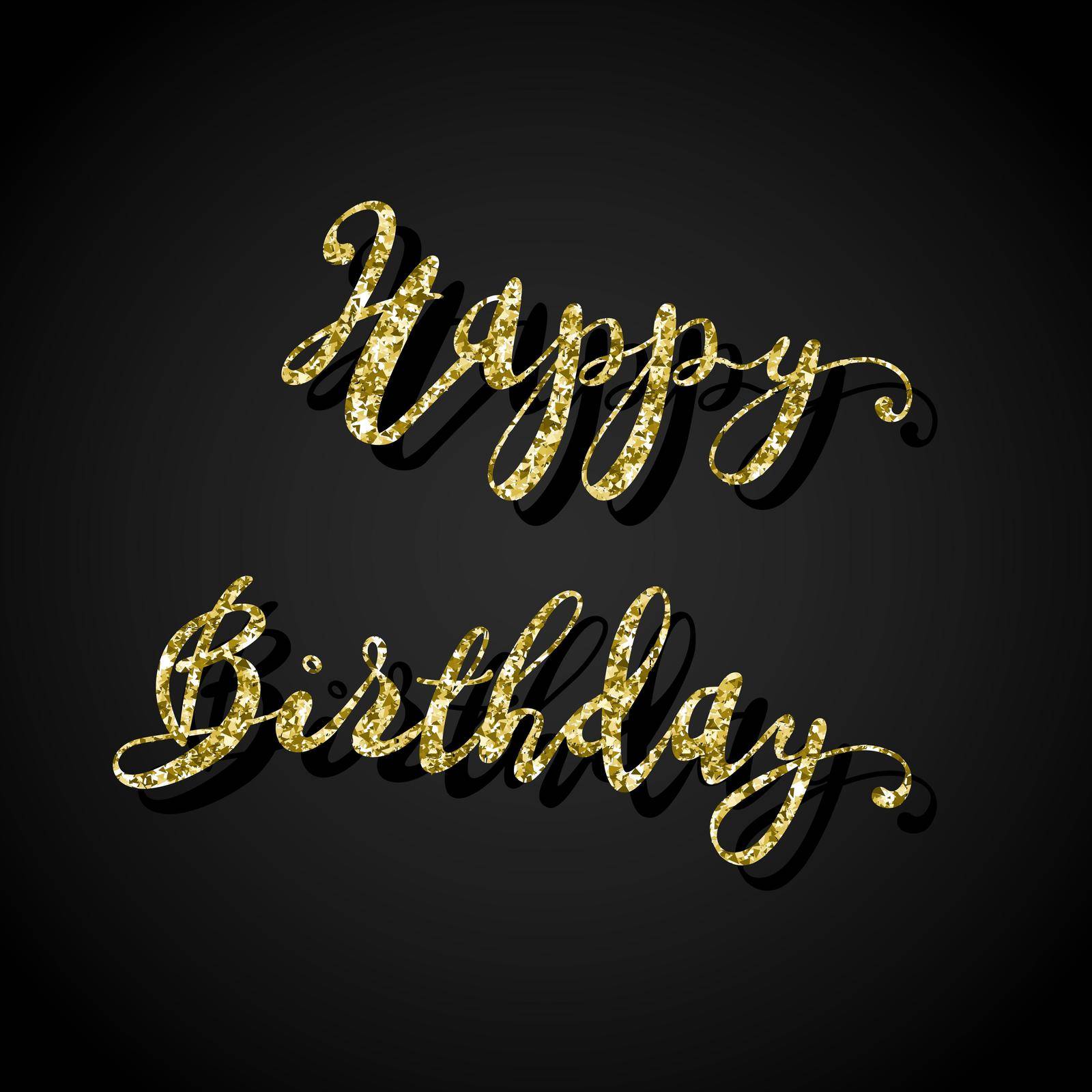 Glitter Greeting Lettering Happy Birthday,vector template for New Year design