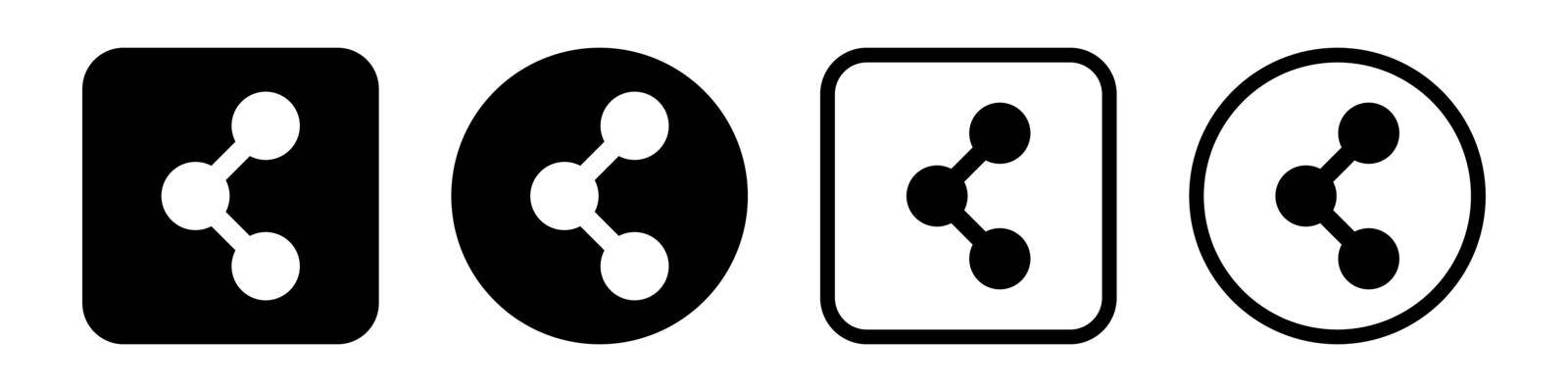 Silhouette icon set of share button. Editable vector.