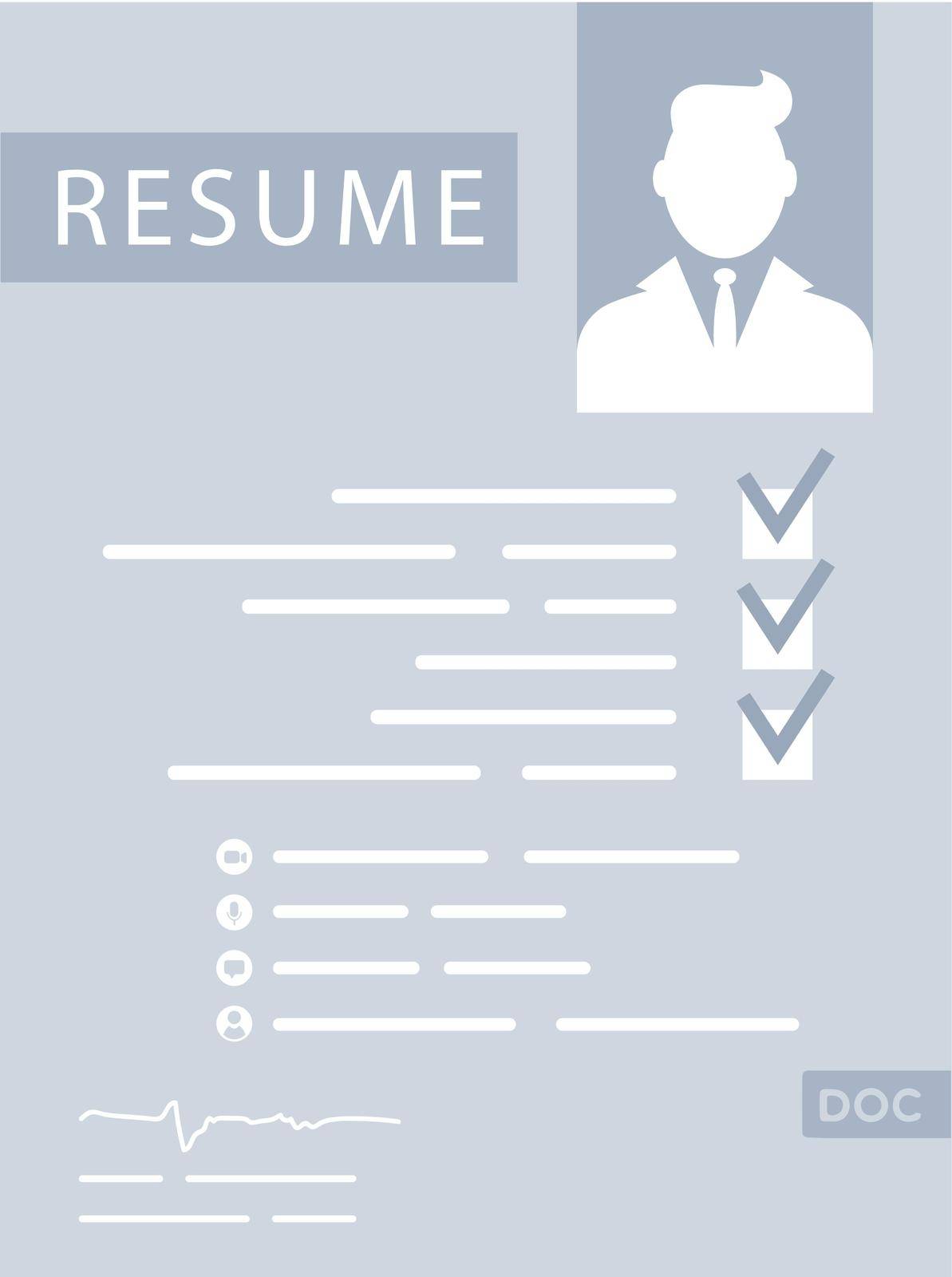 Resume icon. The concept of getting a job. Isolated. Vector.