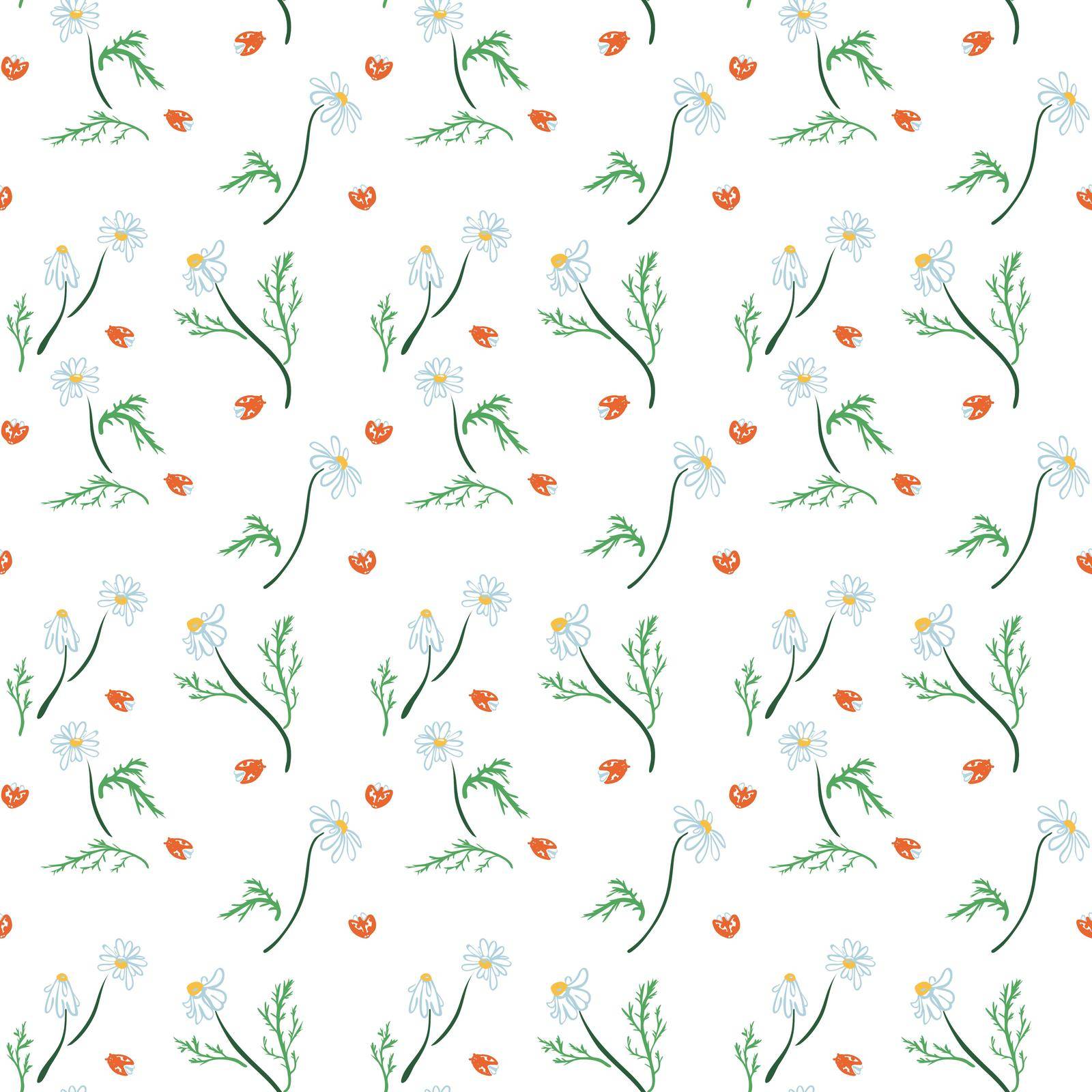 Seamless pattern with flowers, leaves, branches. Vector colorful endless floral background. The elegant illustration for fashion prints, fabric, scrapbook