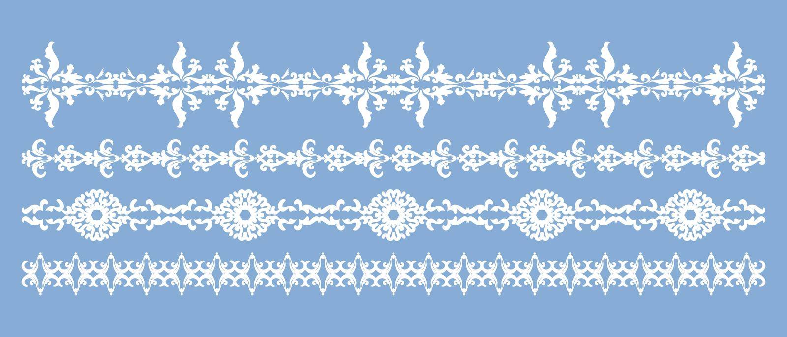 Damask horizontal vintage pattern. Vector set divayder. A collection of vintage frame and border. Frame template. Modern design element.