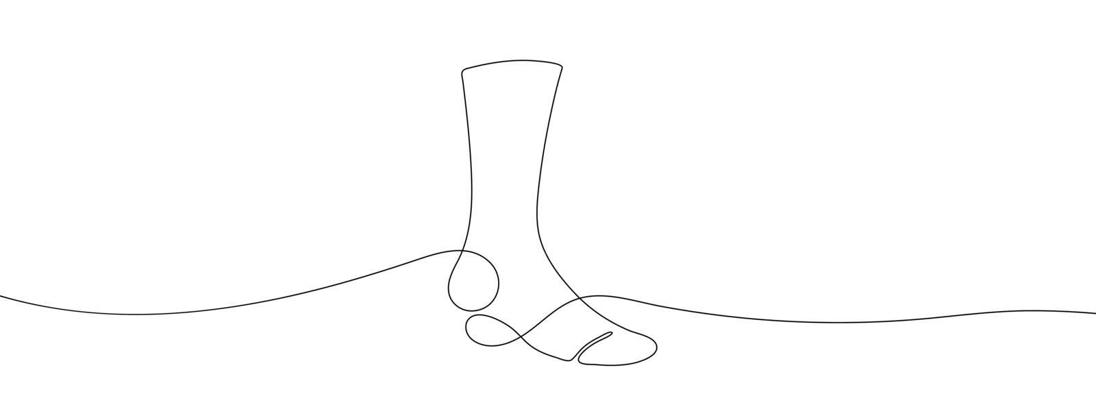 Continuous line drawing of socks. One line drawing background. by Chekman