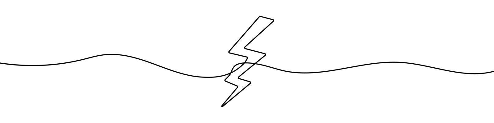 Continuous line drawing of lightning. Lightning line icon. One line drawing background. Lightning continuous line icon by Chekman